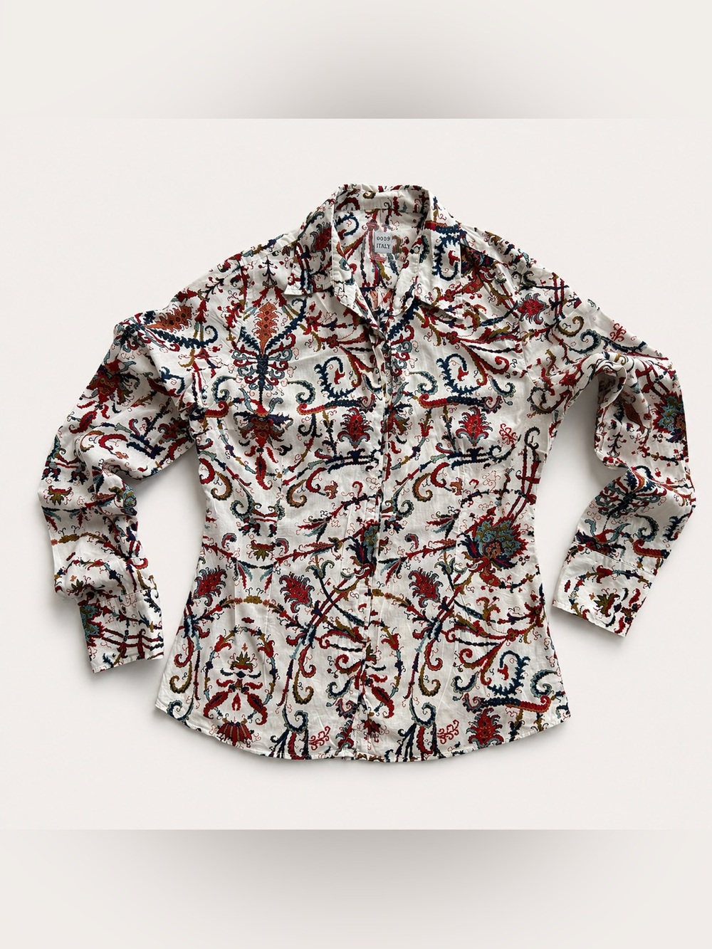 100% luxury cotton whimsigoth bohemian paisley button up shirt by 0039 ITALY